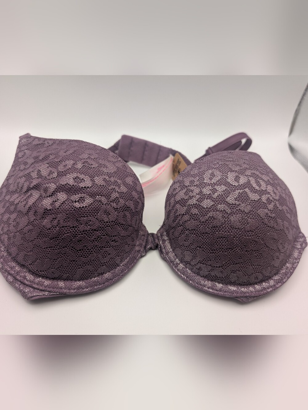 Victoria's Secret Pink 34A Wear Everywhere Push Up Bra Purple Leopard Lace NEW